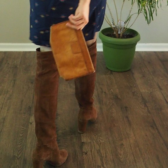 Vintage Leather Clutch Tan Small Purse Evening - Picture 6 of 16